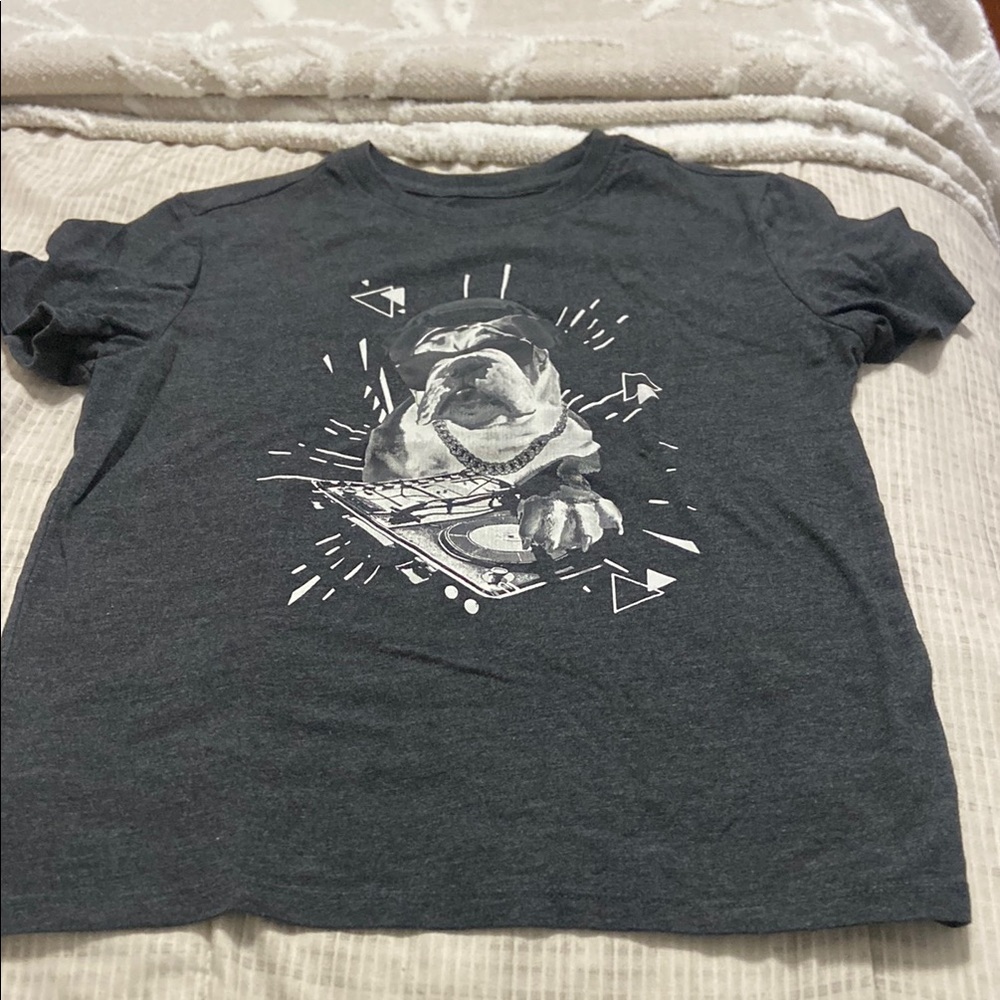 🟢10x$20 Gray Kids T-Shirt with Bulldog DJ Print